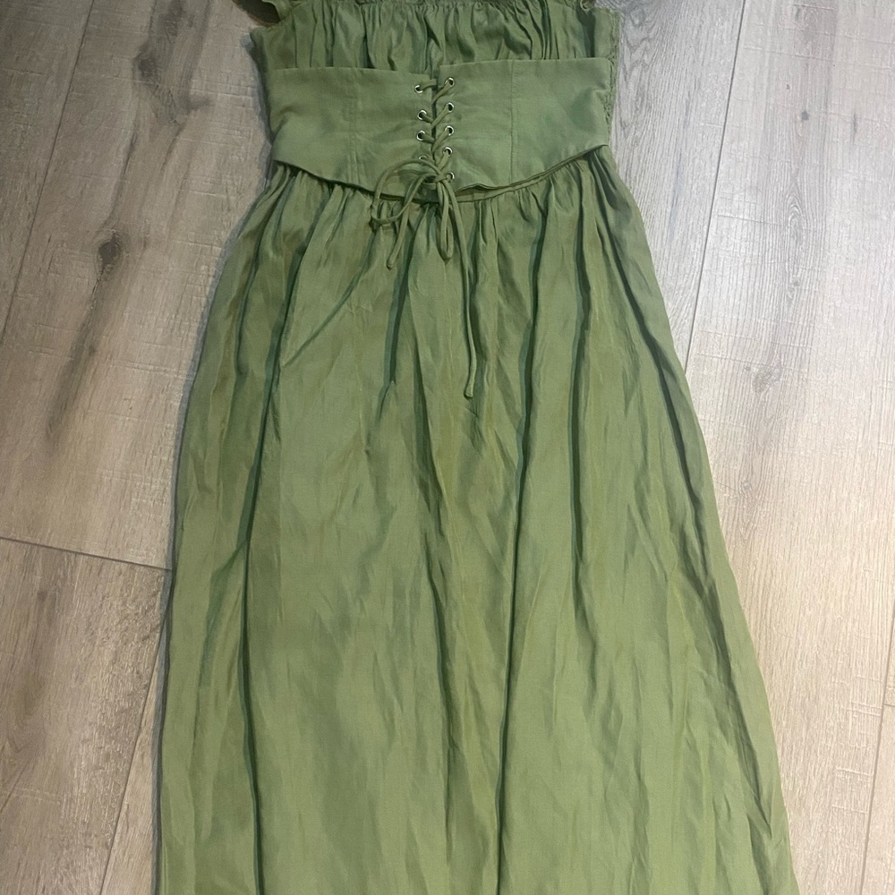Cider Olive Green Smocked Dress - Picture 7 of 7